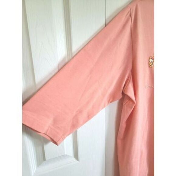 Quacker Factory Large 3/4 Sleeve Beaded Embellished Fish Coral Orange T-Shirt - Picture 6 of 6